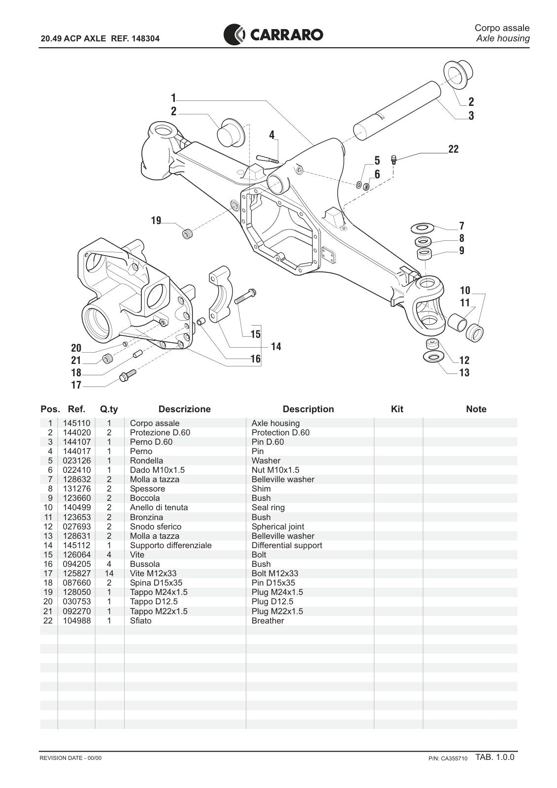 Carraro 20.49 Axle Parts Catalog (Ref. 148304) – sample page 1
