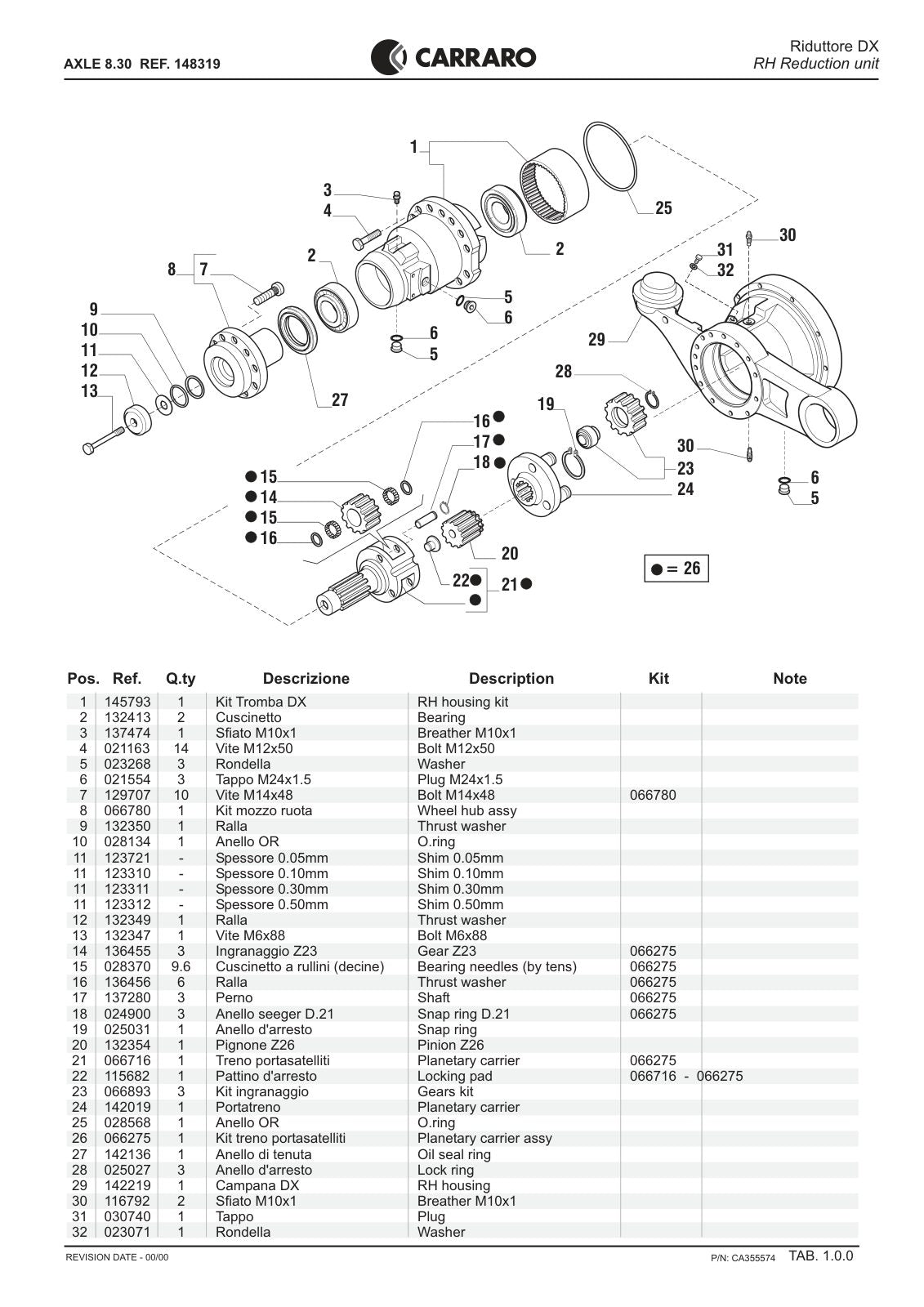Carraro 8.30 Axle Parts Catalog (Ref. 148319) – sample page 1