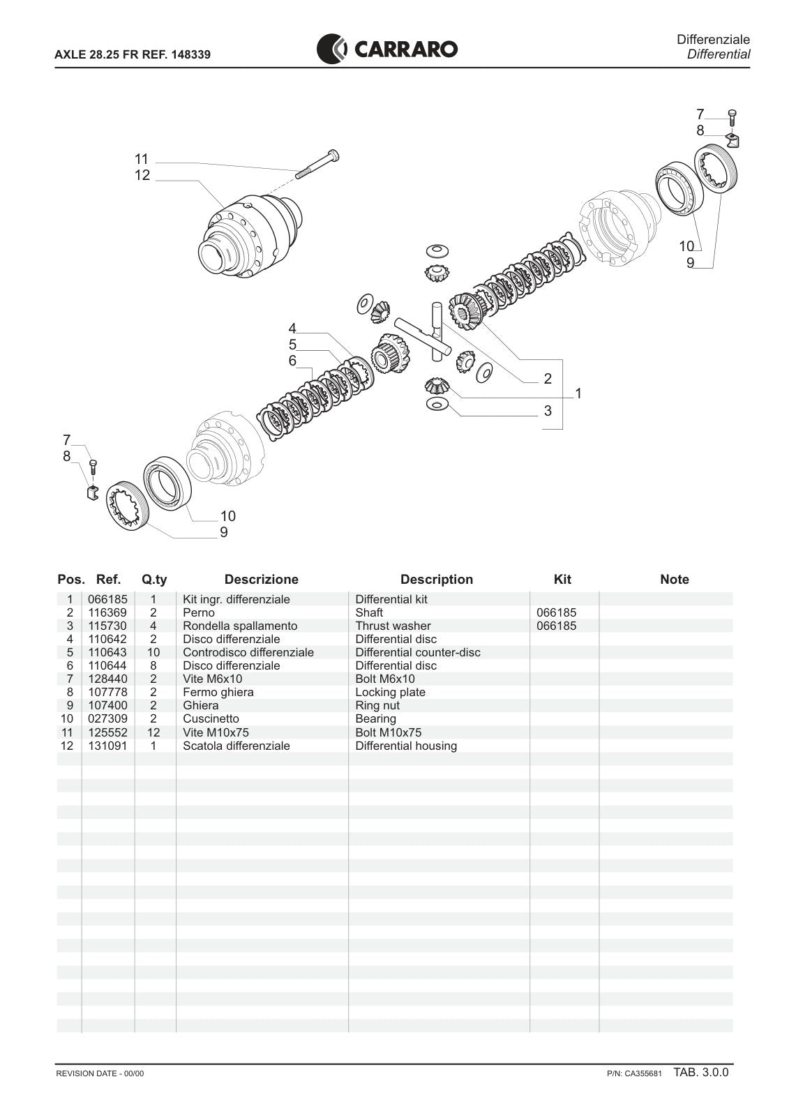 Carraro 28.25 FR Axle Parts Catalog (Ref. 148339) – sample page 2