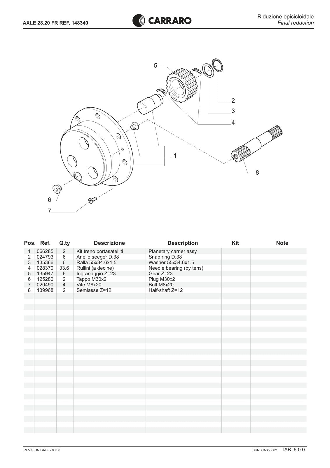 Carraro 28.20 FR Axle Parts Catalog (Ref. 148340) – sample page 3