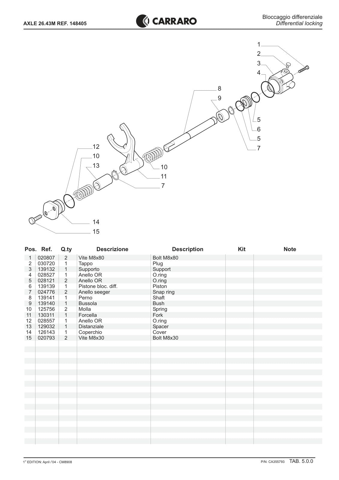 Carraro 26.43M Axle Parts Catalog (Ref. 148405) – sample page 2