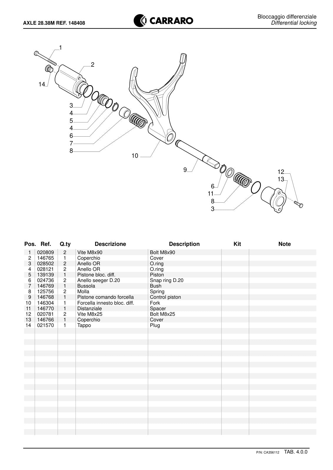 Carraro 28.38M Axle Parts Catalog (Ref. 148408) – sample page 2