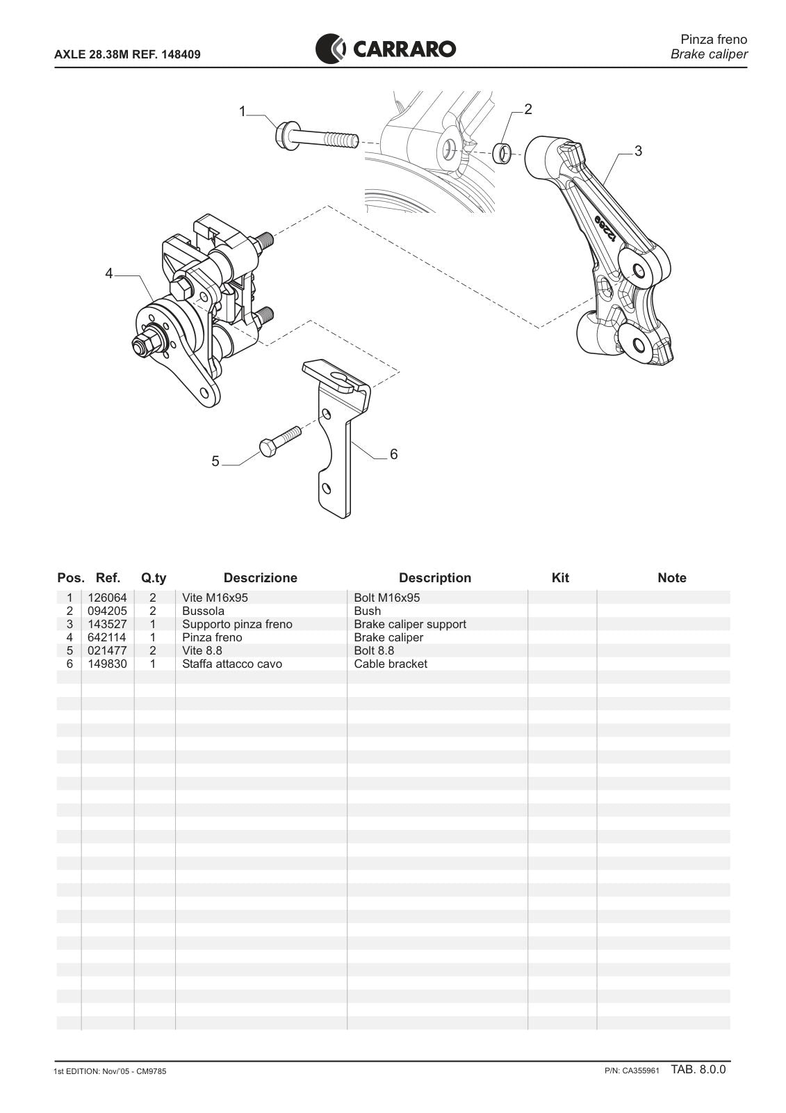 Carraro 28.38M Axle Parts Catalog (Ref. 148409) – sample page 3