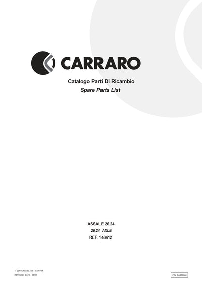 Carraro 26.24 Axle Parts Catalog (Ref. 148412) – cover