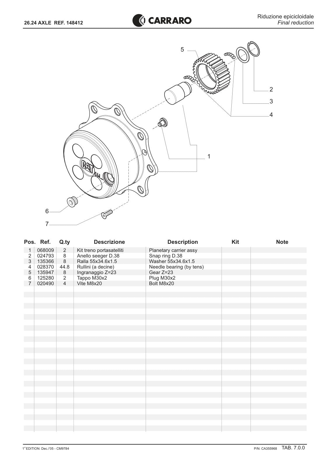 Carraro 26.24 Axle Parts Catalog (Ref. 148412) – sample page 3