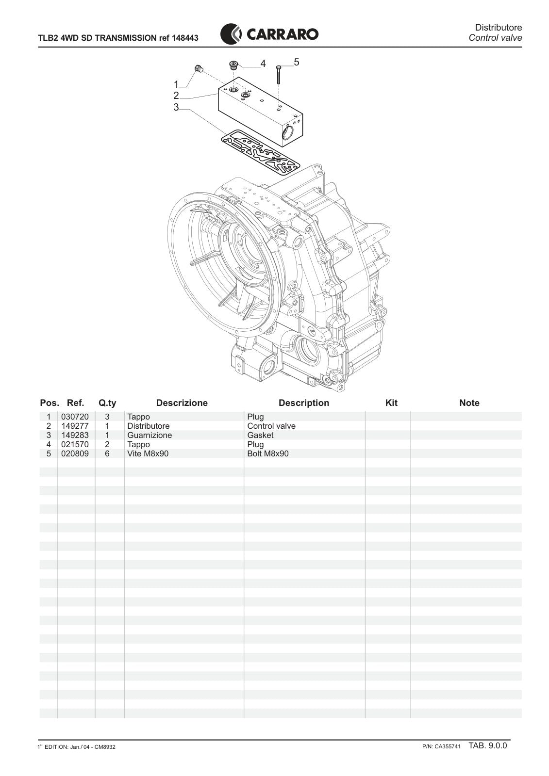 Carraro TLB2 Transmission Parts Catalog (Ref. 148443) – sample page 3