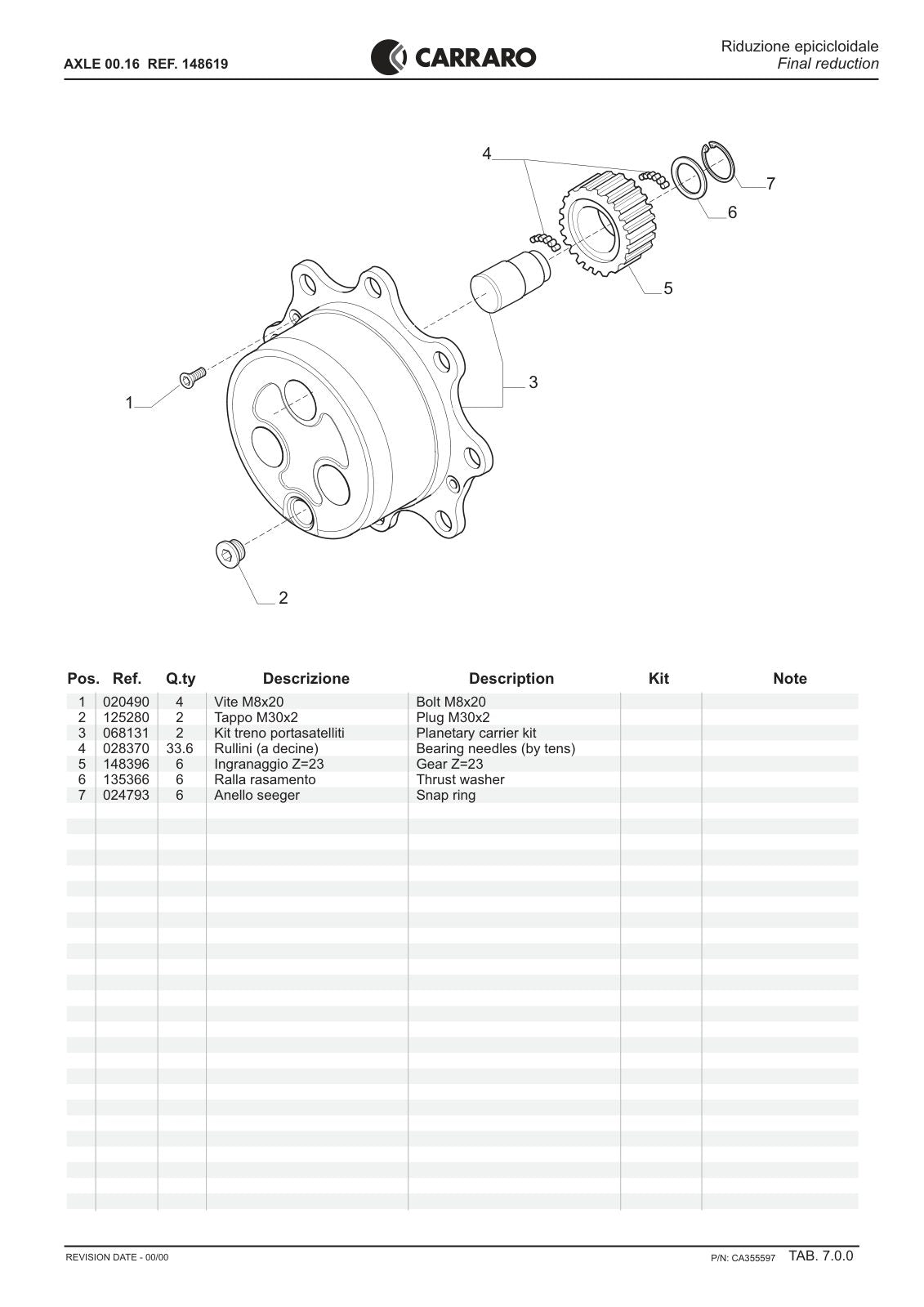 Carraro 00.16 Axle Parts Catalog (Ref. 148619) – sample page 3