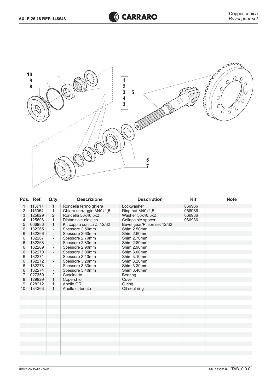 Carraro 26.18 Axle Parts Catalog (Ref. 148648) – sample page 2