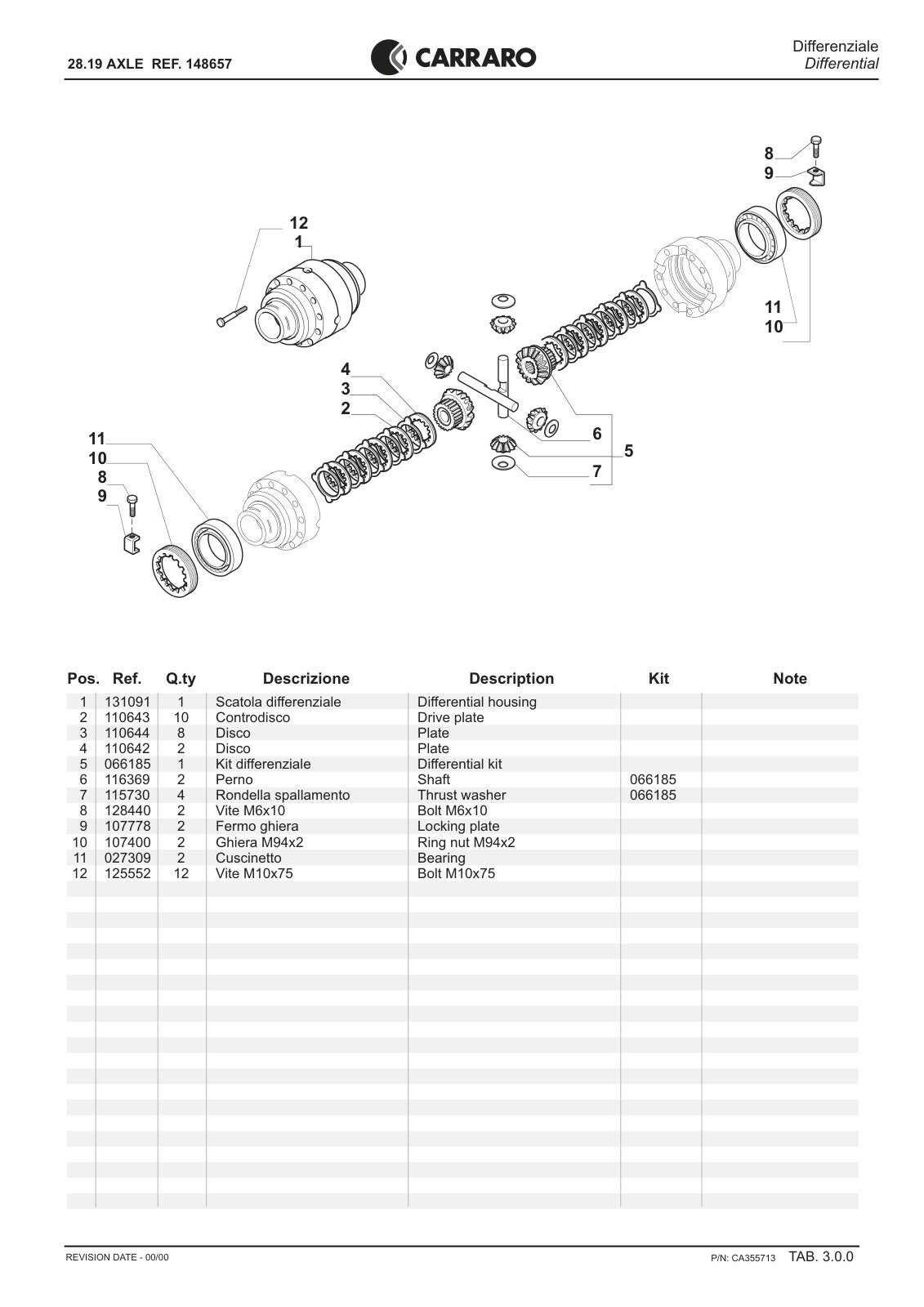 Carraro 28.19 Axle Parts Catalog (Ref. 148657) – sample page 2