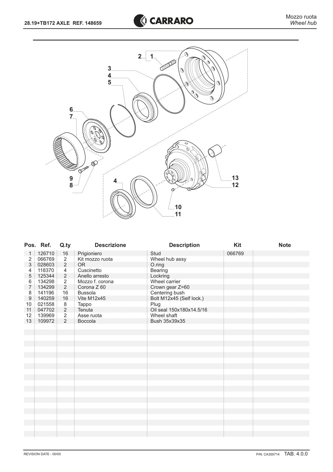 Carraro 28.19 + TB172 Axle with Transfer Box Parts Catalog (Ref. 148659) – sample page 2