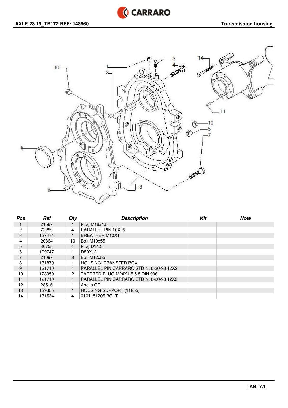 Carraro 28.19 Axle Parts Catalog (Ref. 148660, 136977) – sample page 3