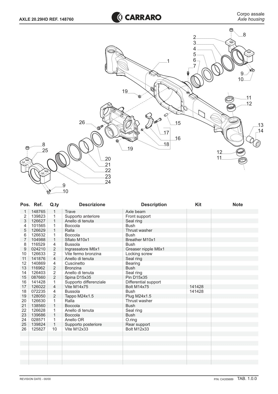 Carraro 20.29HD Axle Parts Catalog (Ref. 148760) – sample page 1