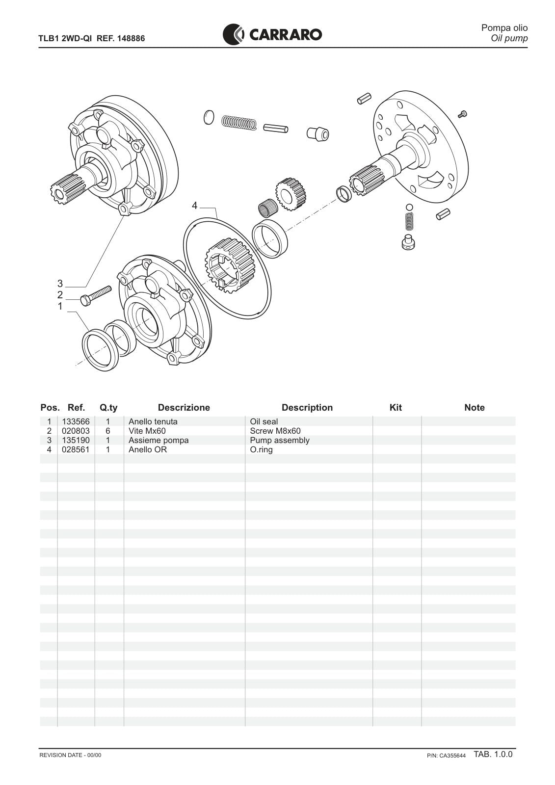Carraro TLB1 Transmission Parts Catalog (Ref. 148886) – sample page 1