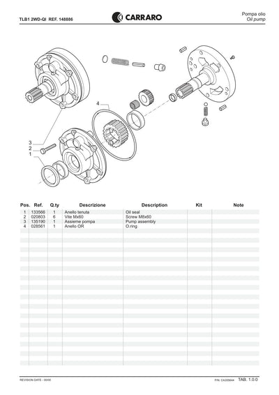Carraro TLB1 Transmission Parts Catalog (Ref. 148886) – sample page 1