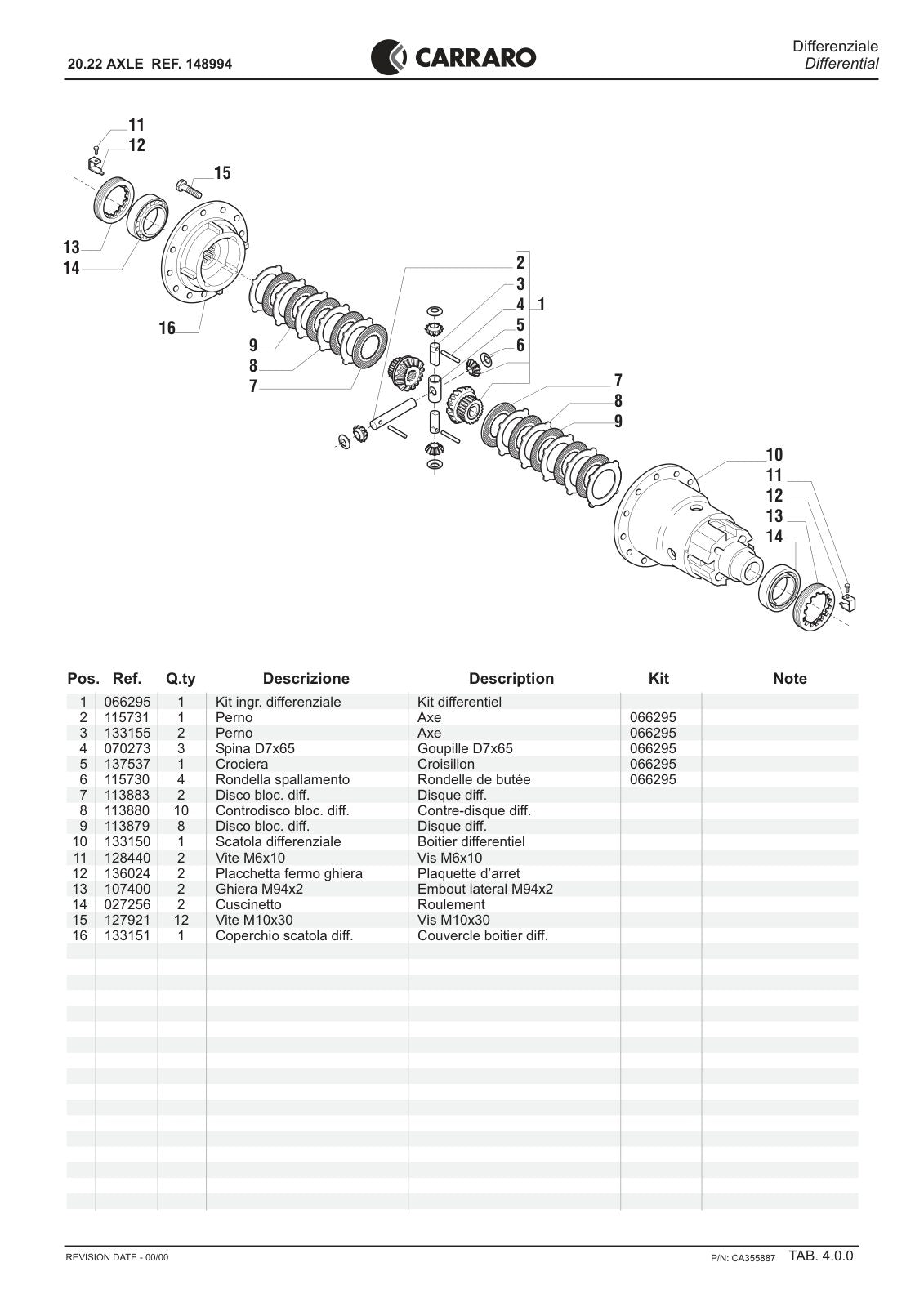 Carraro 20.22 Axle Parts Catalog (Ref. 148994) – sample page 2