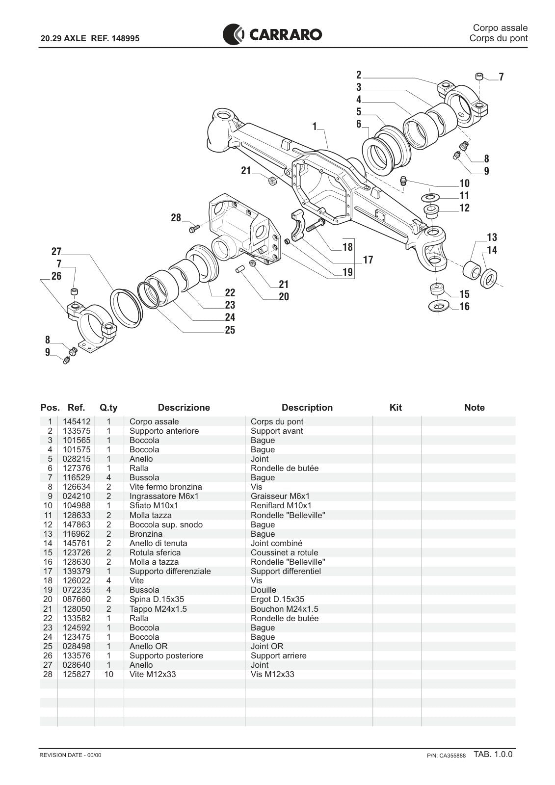 Carraro 20.29 Axle Parts Catalog (Ref. 148995) – sample page 1