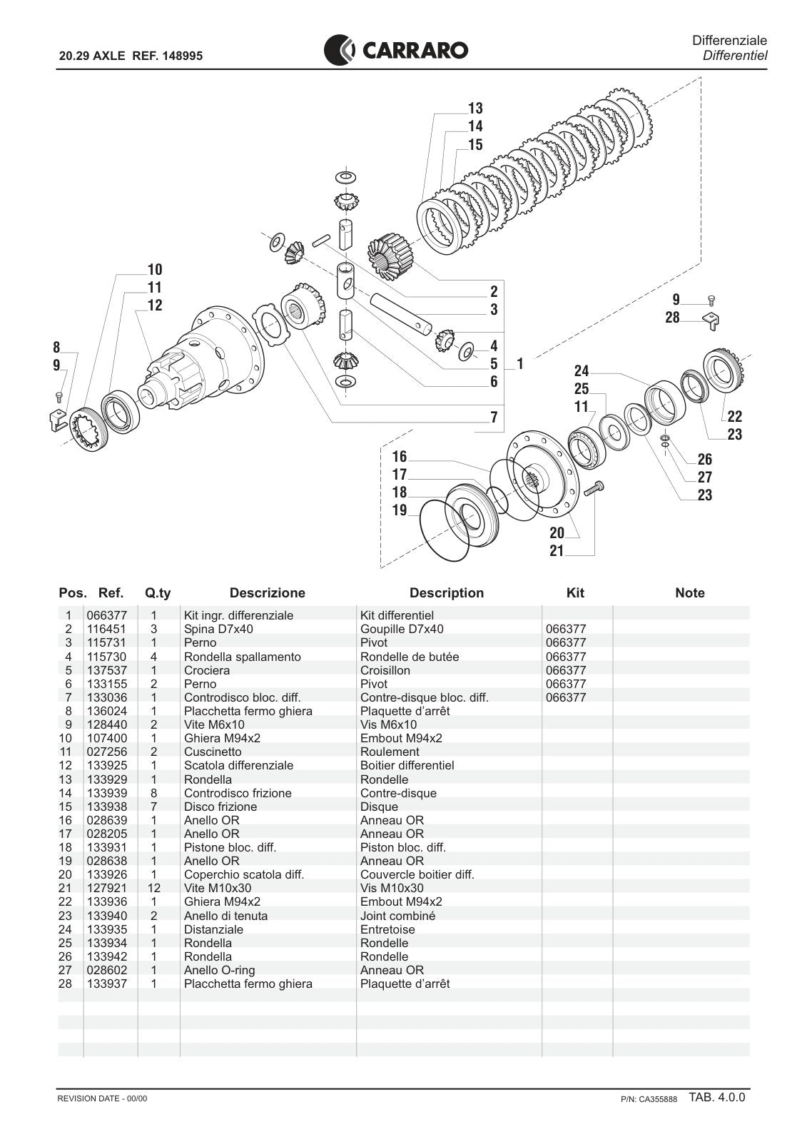 Carraro 20.29 Axle Parts Catalog (Ref. 148995) – sample page 2