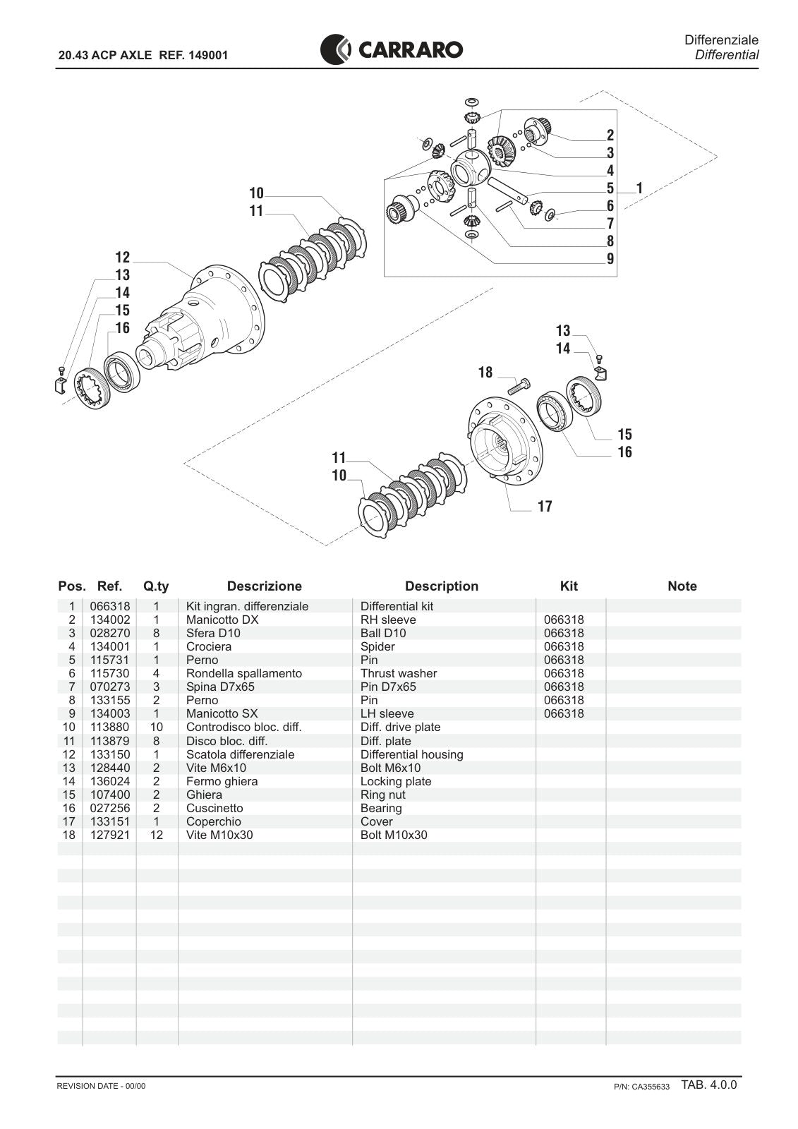 Carraro 20.43 Axle Parts Catalog (Ref. 149001) – sample page 2