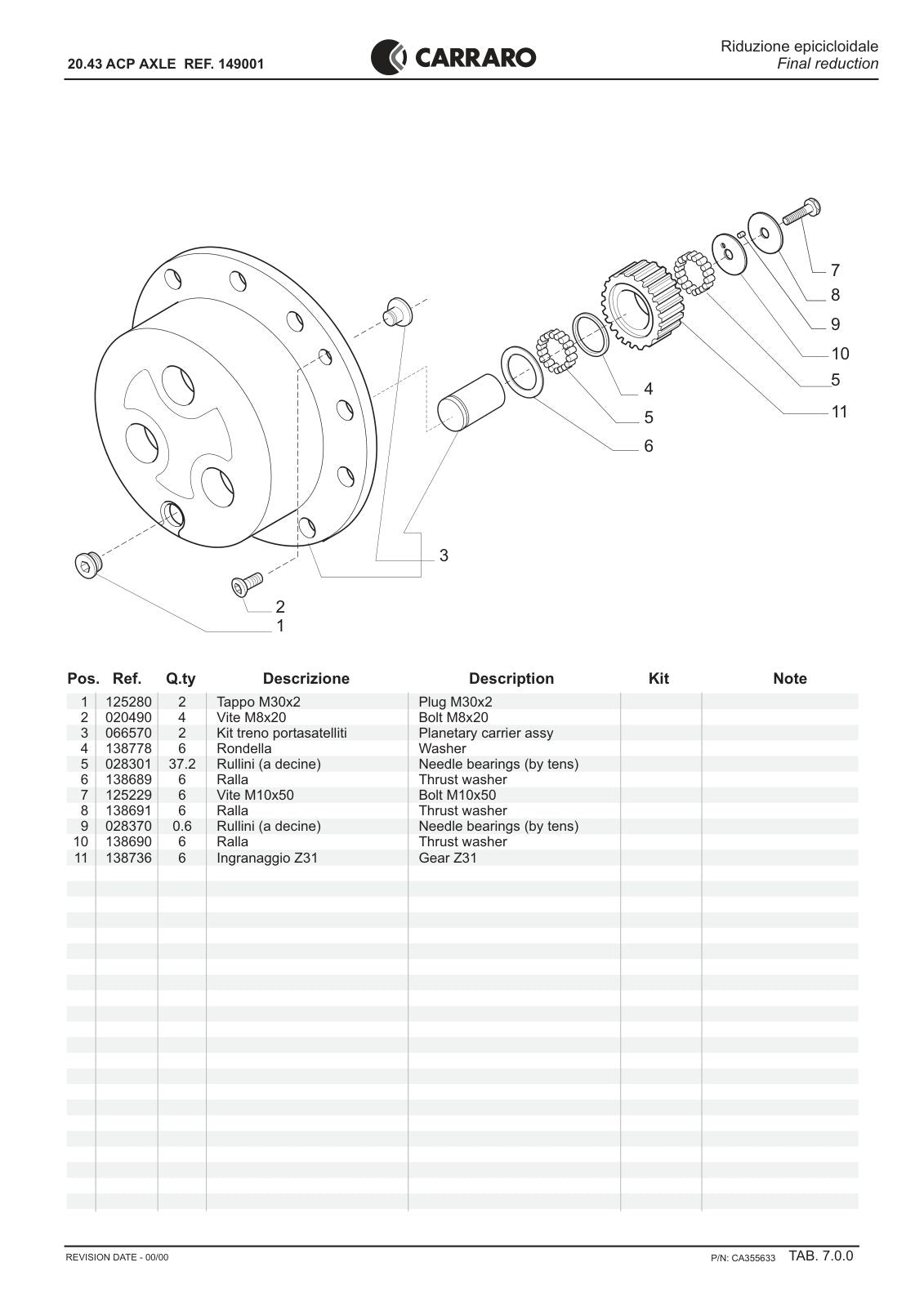 Carraro 20.43 Axle Parts Catalog (Ref. 149001) – sample page 3