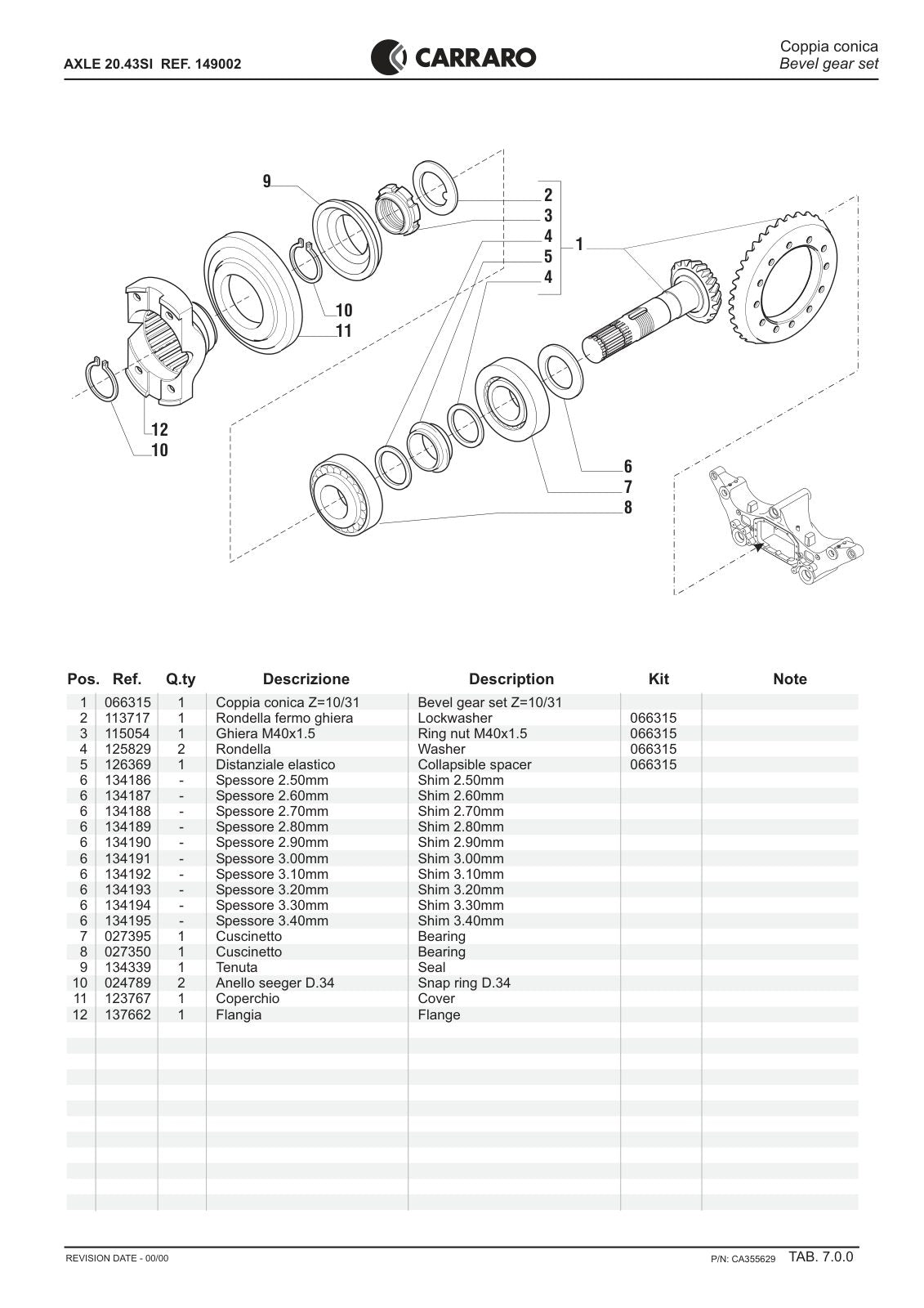 Carraro 20.43SI Axle Parts Catalog (Ref. 149002) – sample page 2