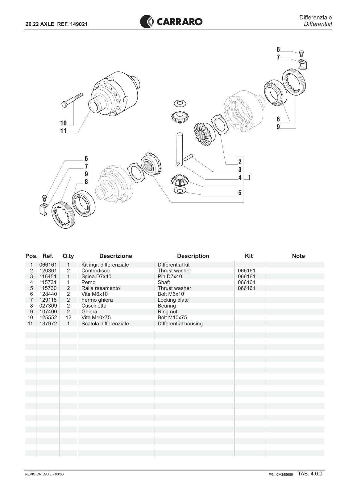 Carraro 26.22 Axle Parts Catalog (Ref. 149021) – sample page 2