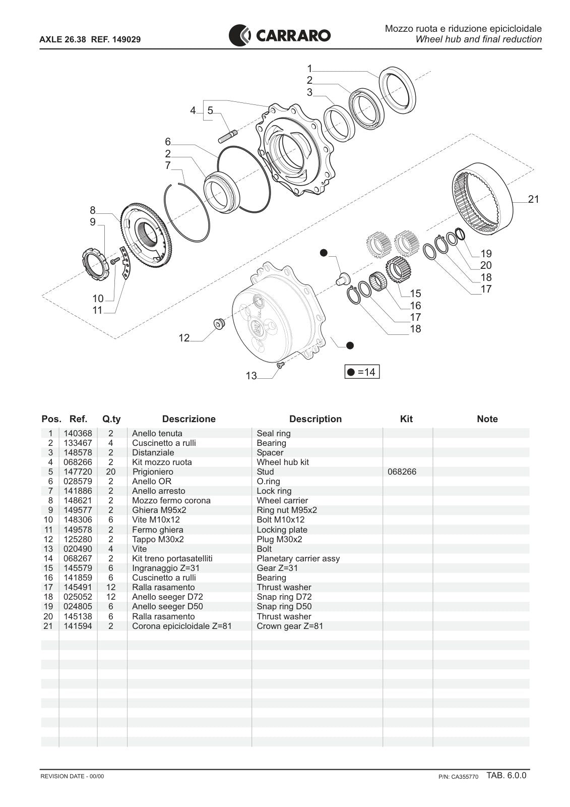 Carraro 26.38 Axle Parts Catalog (Ref. 149029) – sample page 3