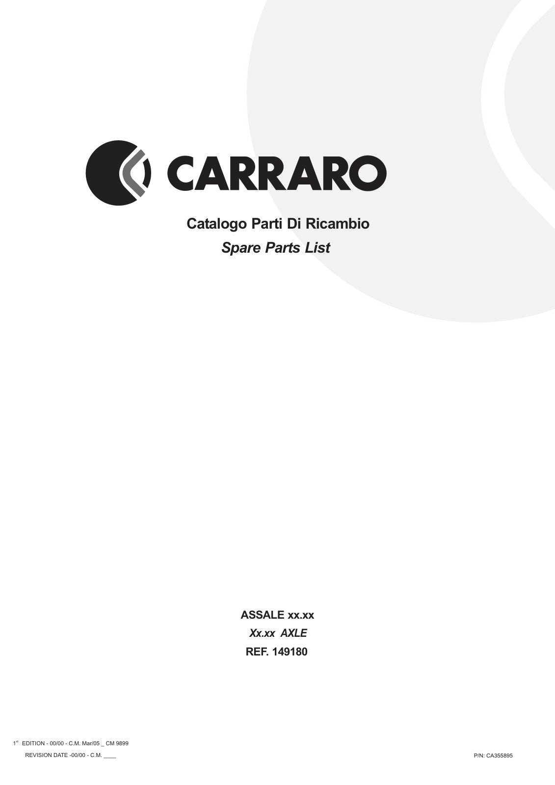 Carraro Axle Parts Catalog (Ref. 149180) – cover