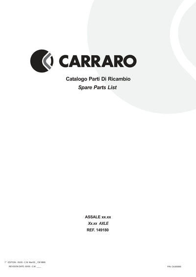 Carraro Axle Parts Catalog (Ref. 149180) – cover