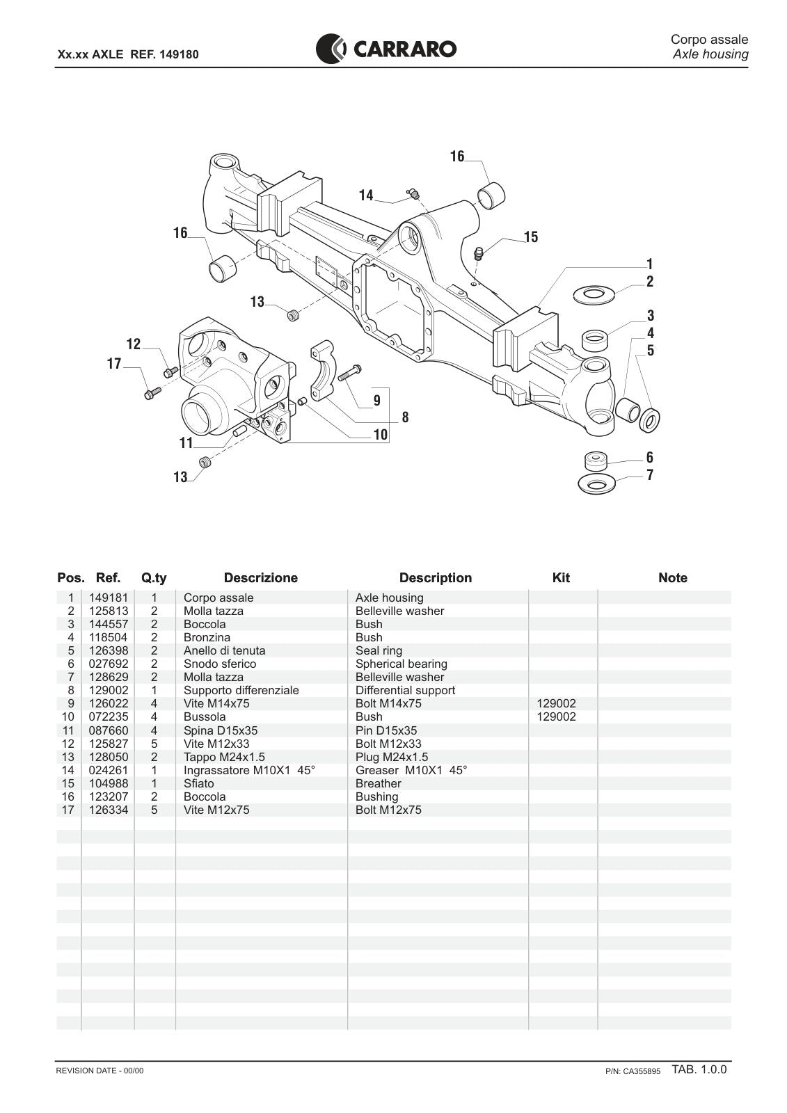 Carraro Axle Parts Catalog (Ref. 149180) – sample page 1