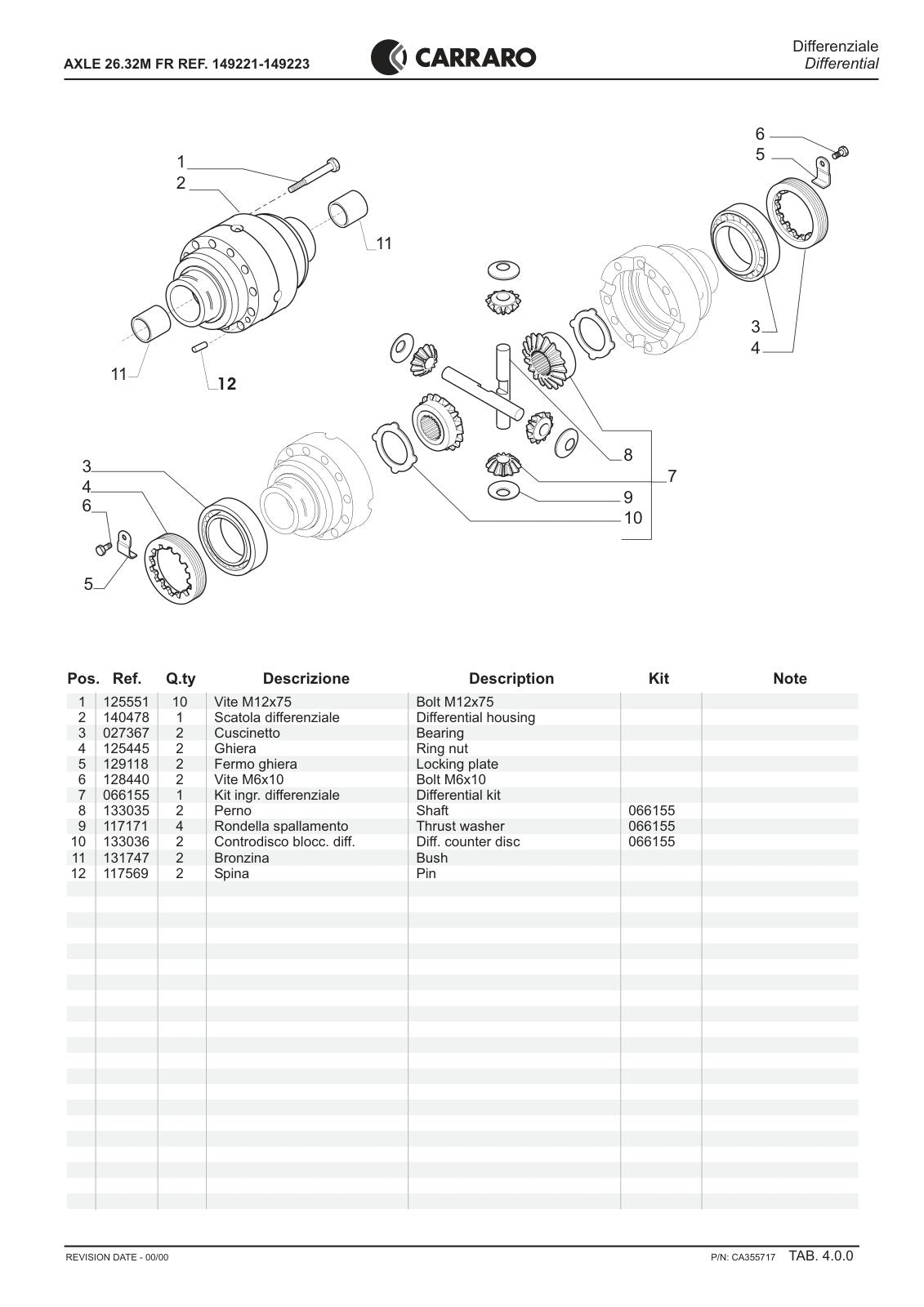 Carraro 26.32M FR Axle Parts Catalog (Ref. 149221, 149223) – sample page 2