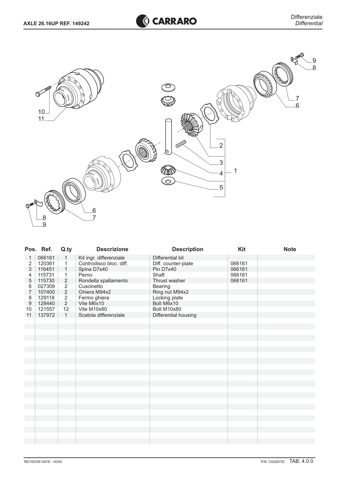 Carraro 26.16UP Axle Parts Catalog (Ref. 149242) – sample page 2