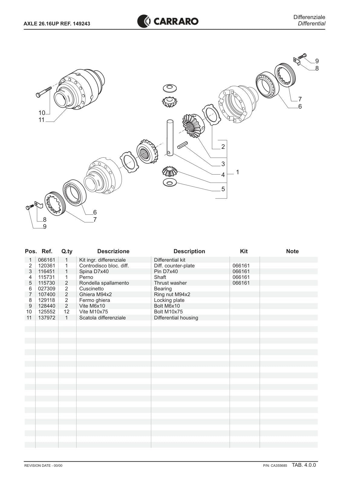 Carraro 26.16UP Axle Parts Catalog (Ref. 149243) – sample page 2