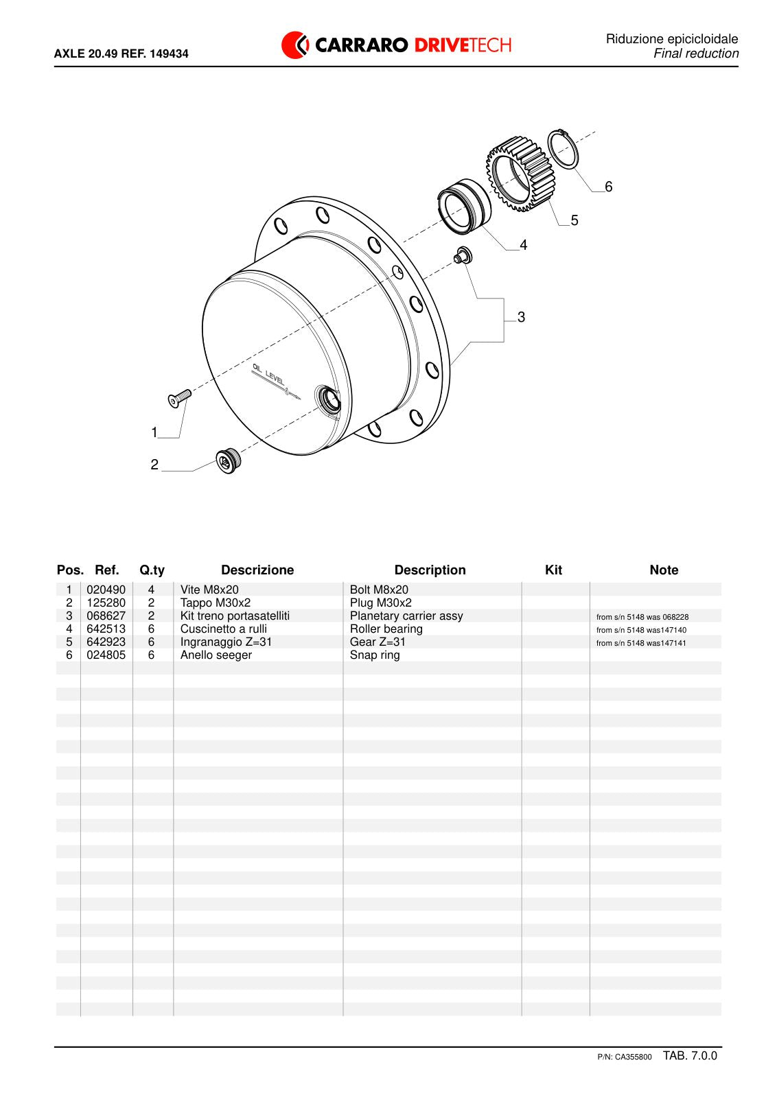 Carraro 20.49 Axle Parts Catalog (Ref. 149434) – sample page 3
