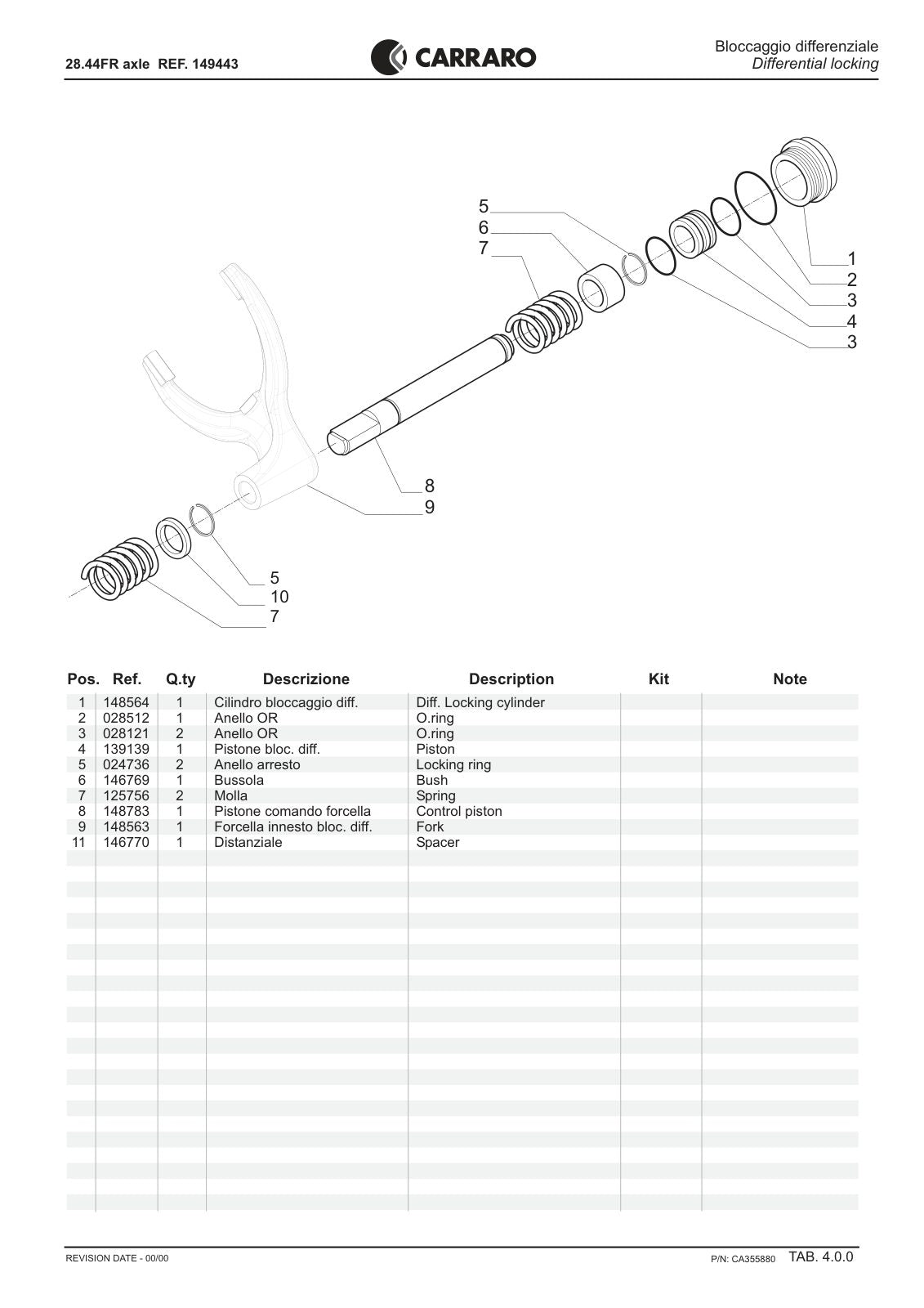 Carraro 28.44FR Axle Parts Catalog (Ref. 149443) – sample page 2