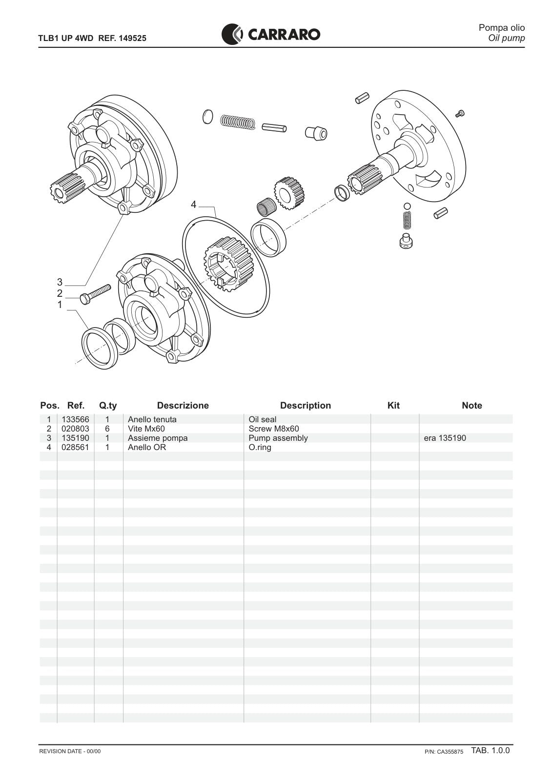 Carraro TLB1 Transmission Parts Catalog (Ref. 149525) – sample page 1