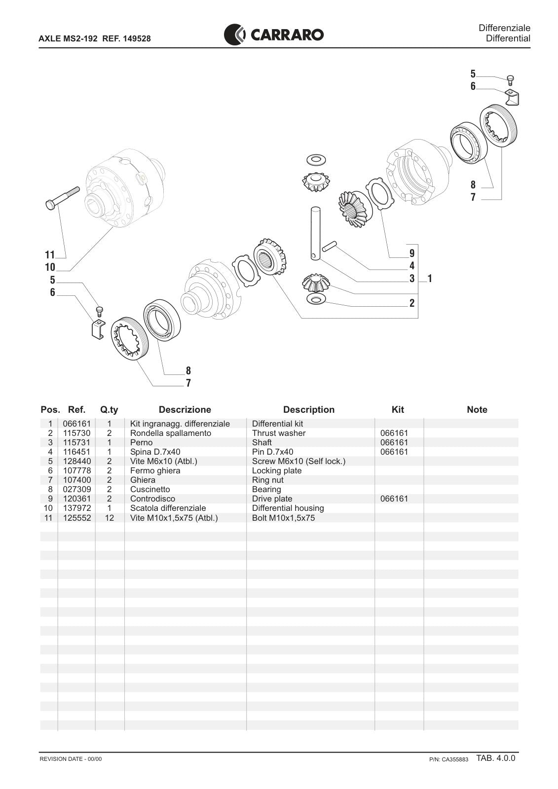 Carraro Axle Parts Catalog (Ref. 149528) – sample page 2