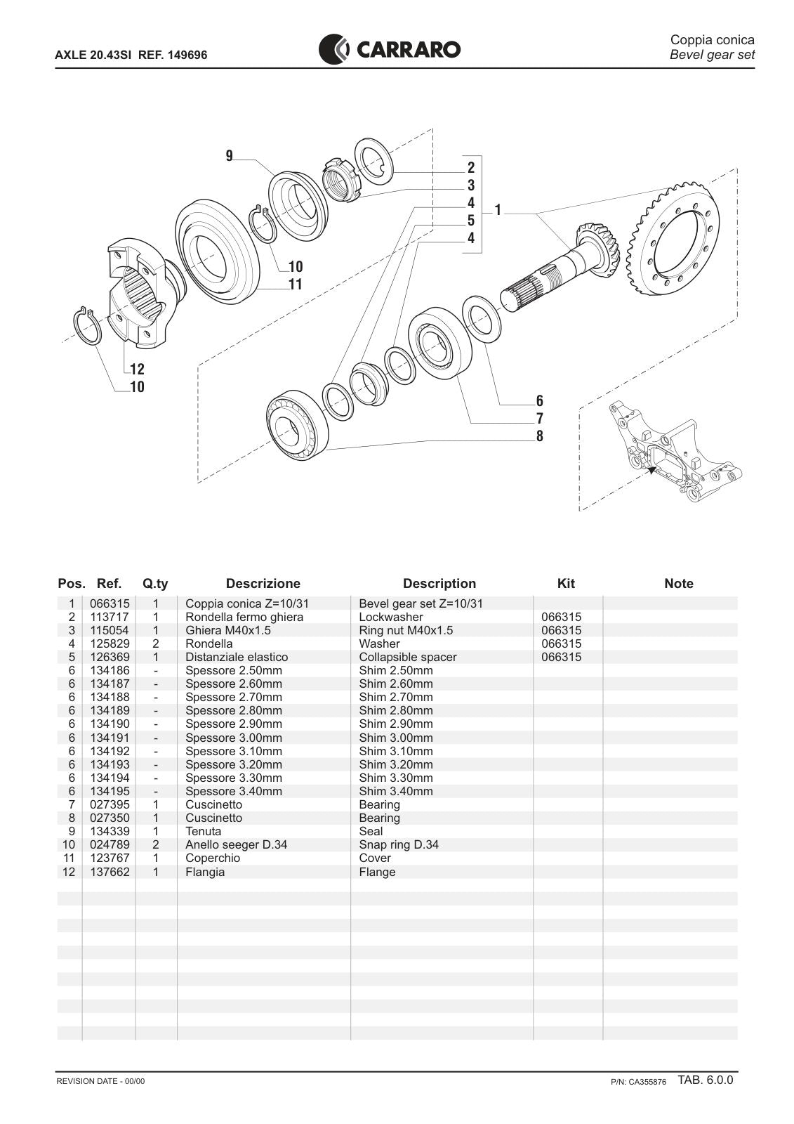 Carraro 20.43SI Axle Parts Catalog (Ref. 149696) – sample page 2