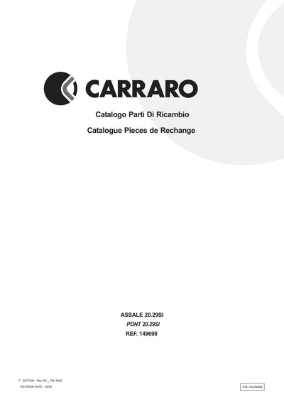 Carraro 20.29SI Axle Parts Catalog (Ref. 149698) – cover