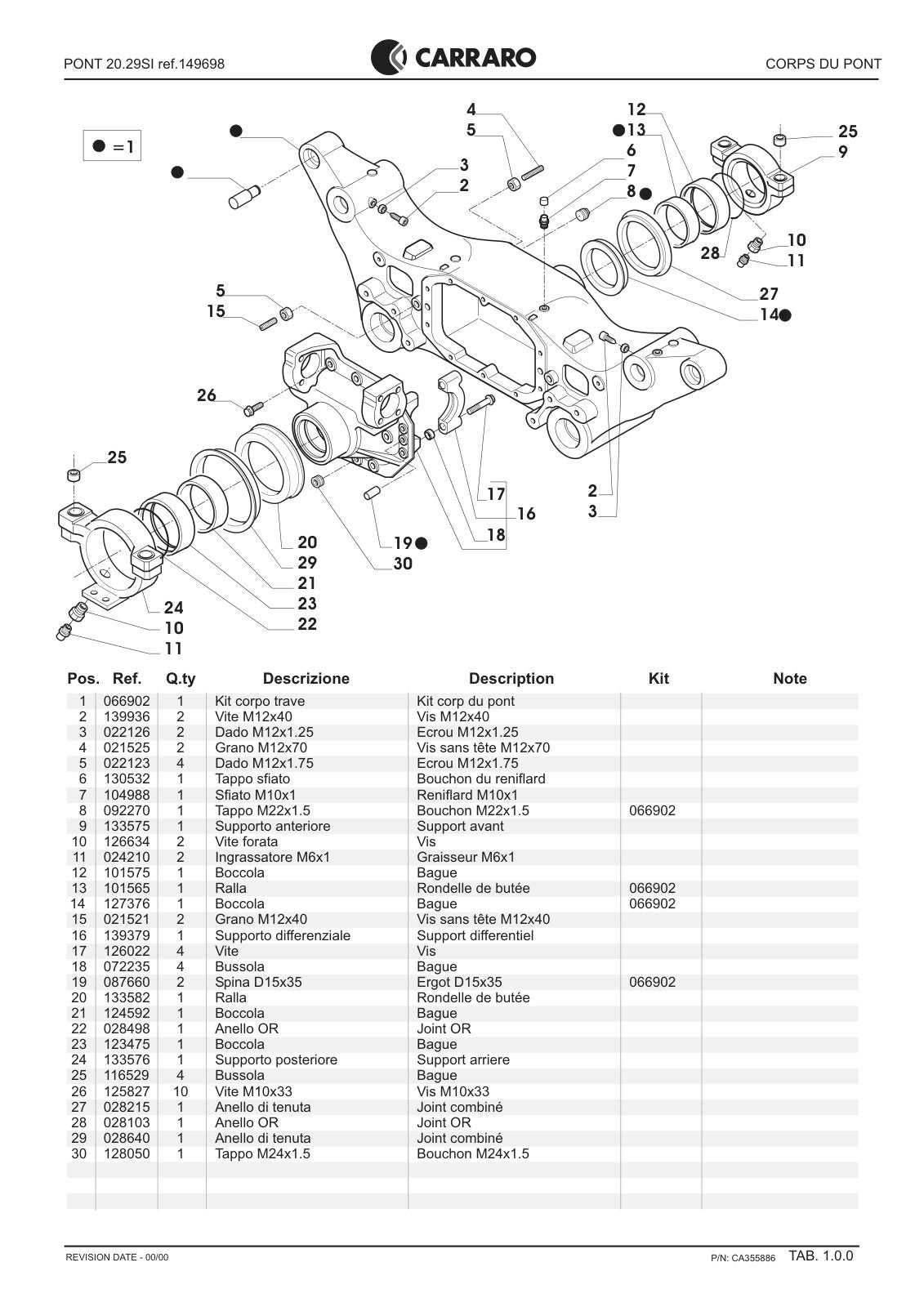 Carraro 20.29SI Axle Parts Catalog (Ref. 149698) – sample page 1