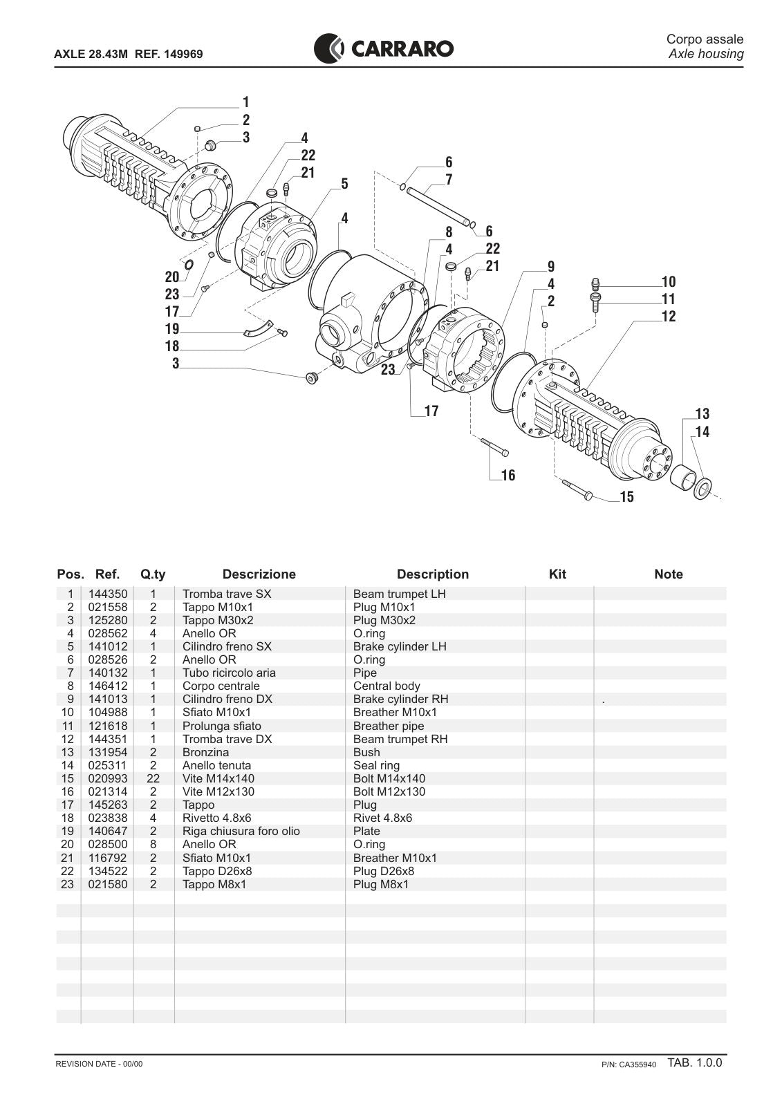Carraro 28.43M Axle Parts Catalog (Ref. 149969) – sample page 1