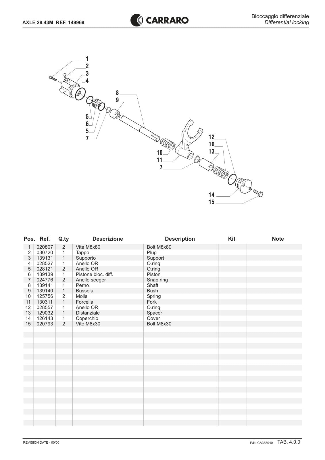 Carraro 28.43M Axle Parts Catalog (Ref. 149969) – sample page 2