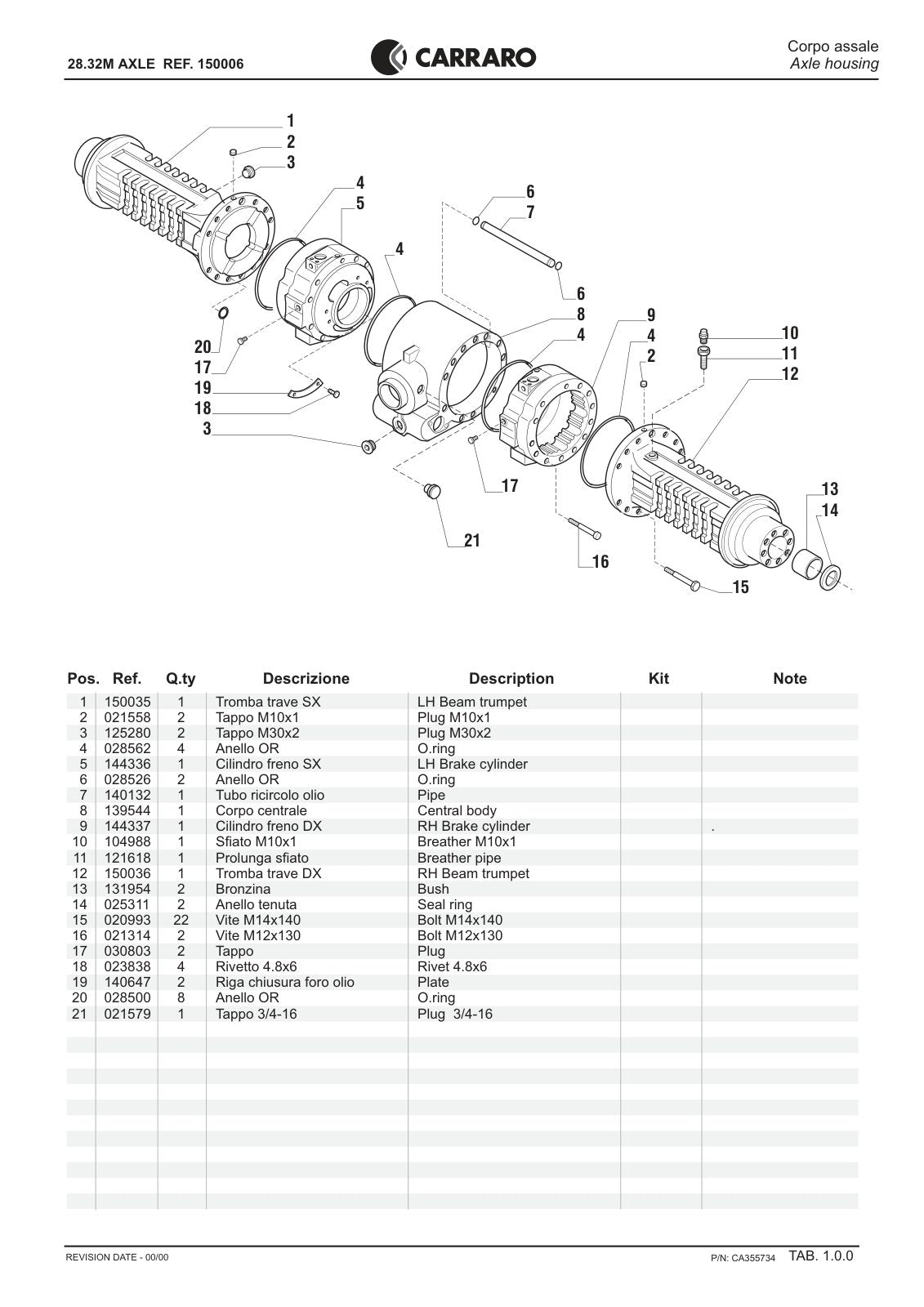 Carraro 28.32M Axle Parts Catalog (Ref. 150006) – sample page 1