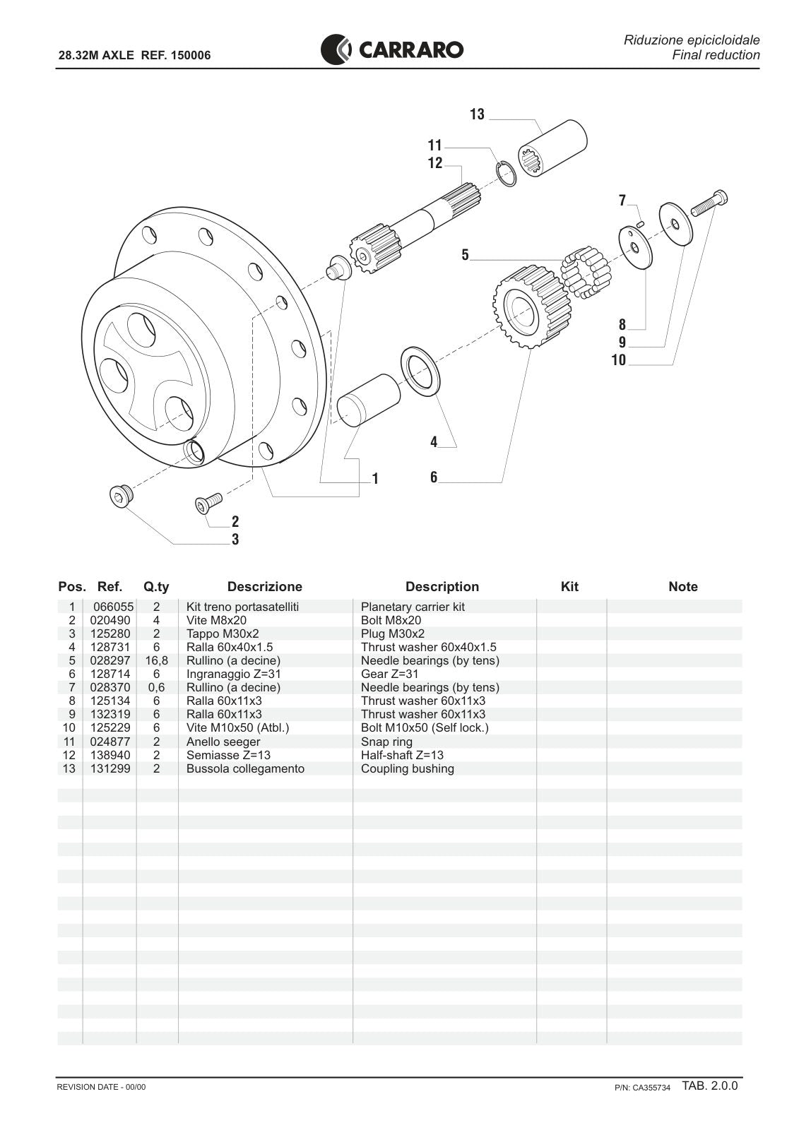 Carraro 28.32M Axle Parts Catalog (Ref. 150006) – sample page 3