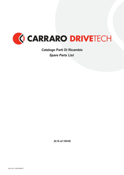 Carraro Axle Parts Catalog (Ref. 150160) – cover