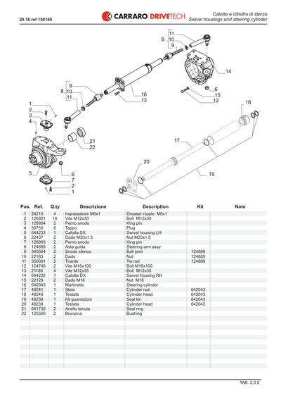 Carraro Axle Parts Catalog (Ref. 150160) – sample page 1