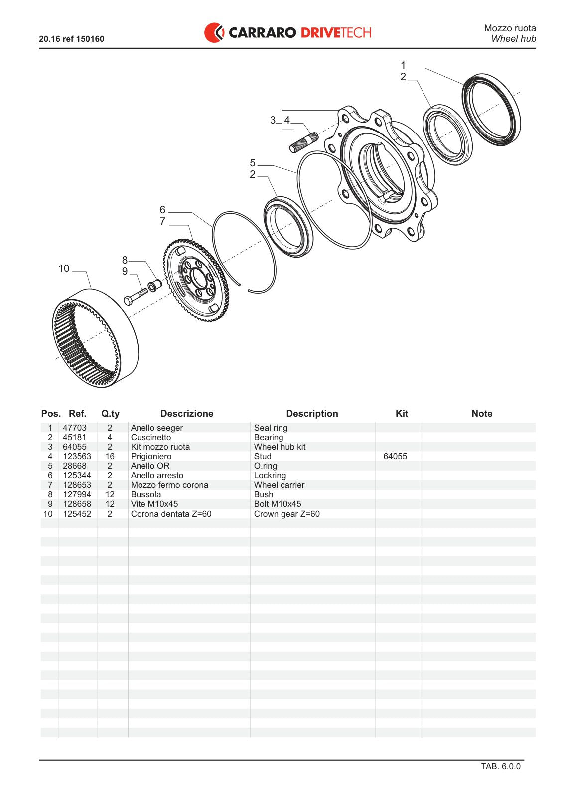Carraro Axle Parts Catalog (Ref. 150160) – sample page 3