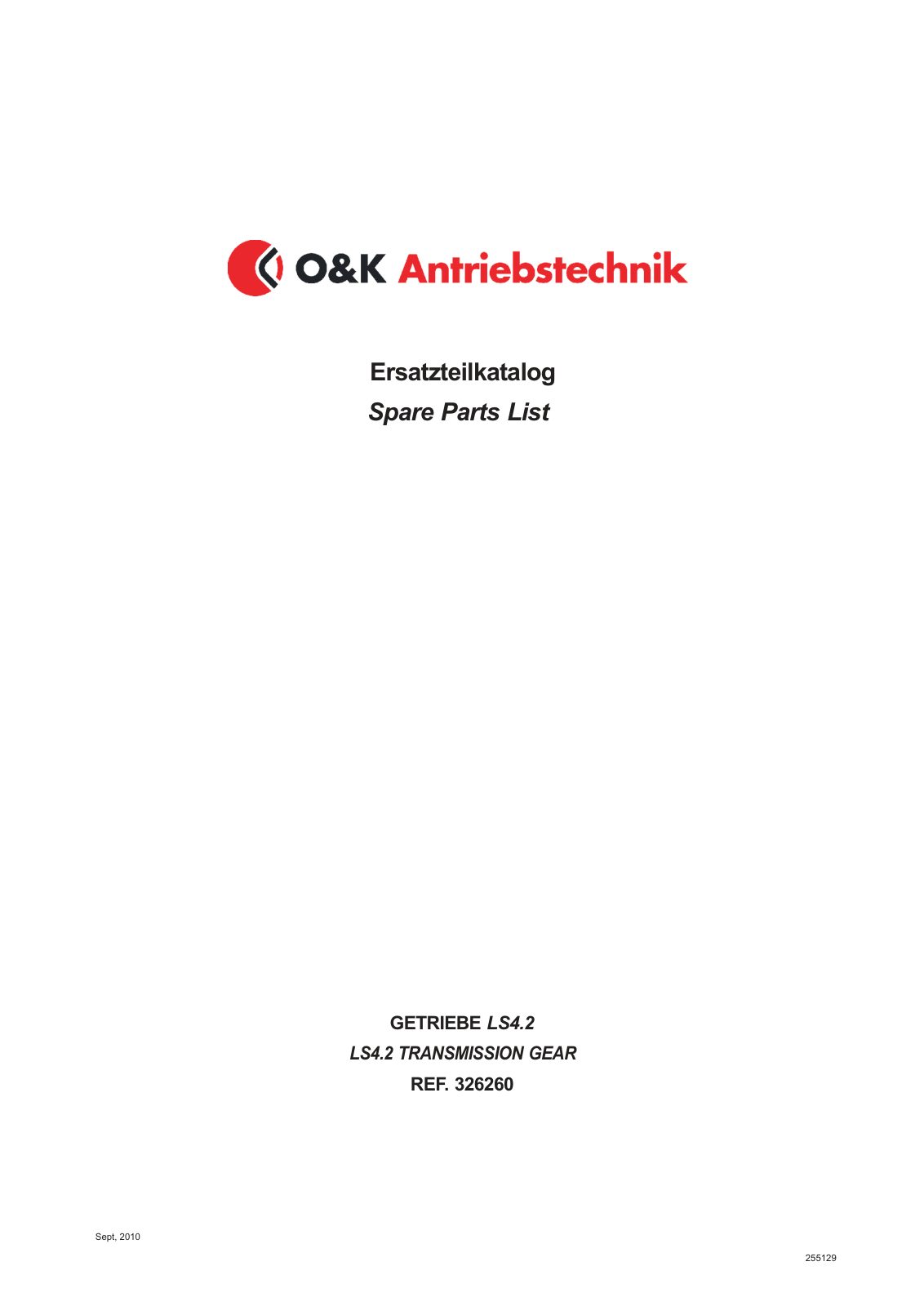 Carraro LS4.2 Transmission Parts Catalog (Ref. 326260) – cover