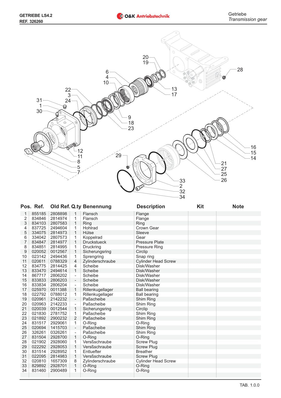 Carraro LS4.2 Transmission Parts Catalog (Ref. 326260) – sample page 1