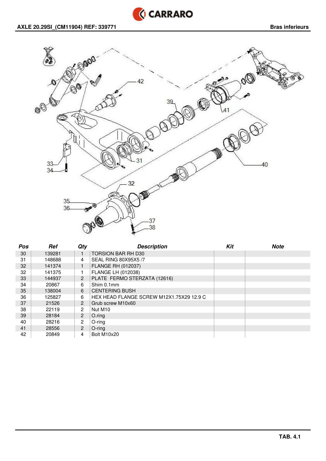 Carraro 20.29SI Axle Parts Catalog (Ref. 339771, 136025) – sample page 2