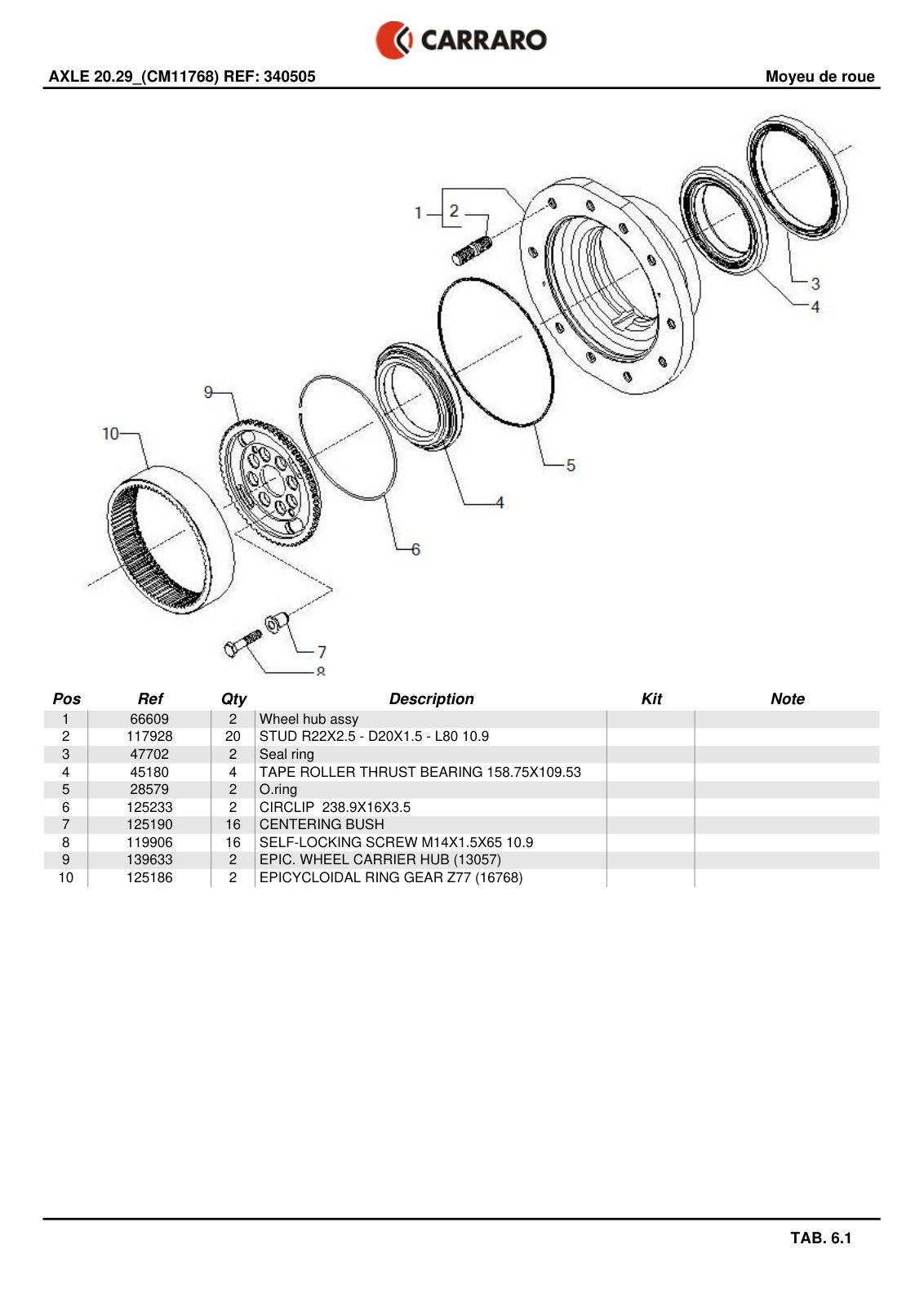 Carraro 20.29 Axle Parts Catalog (Ref. 340505) – sample page 3